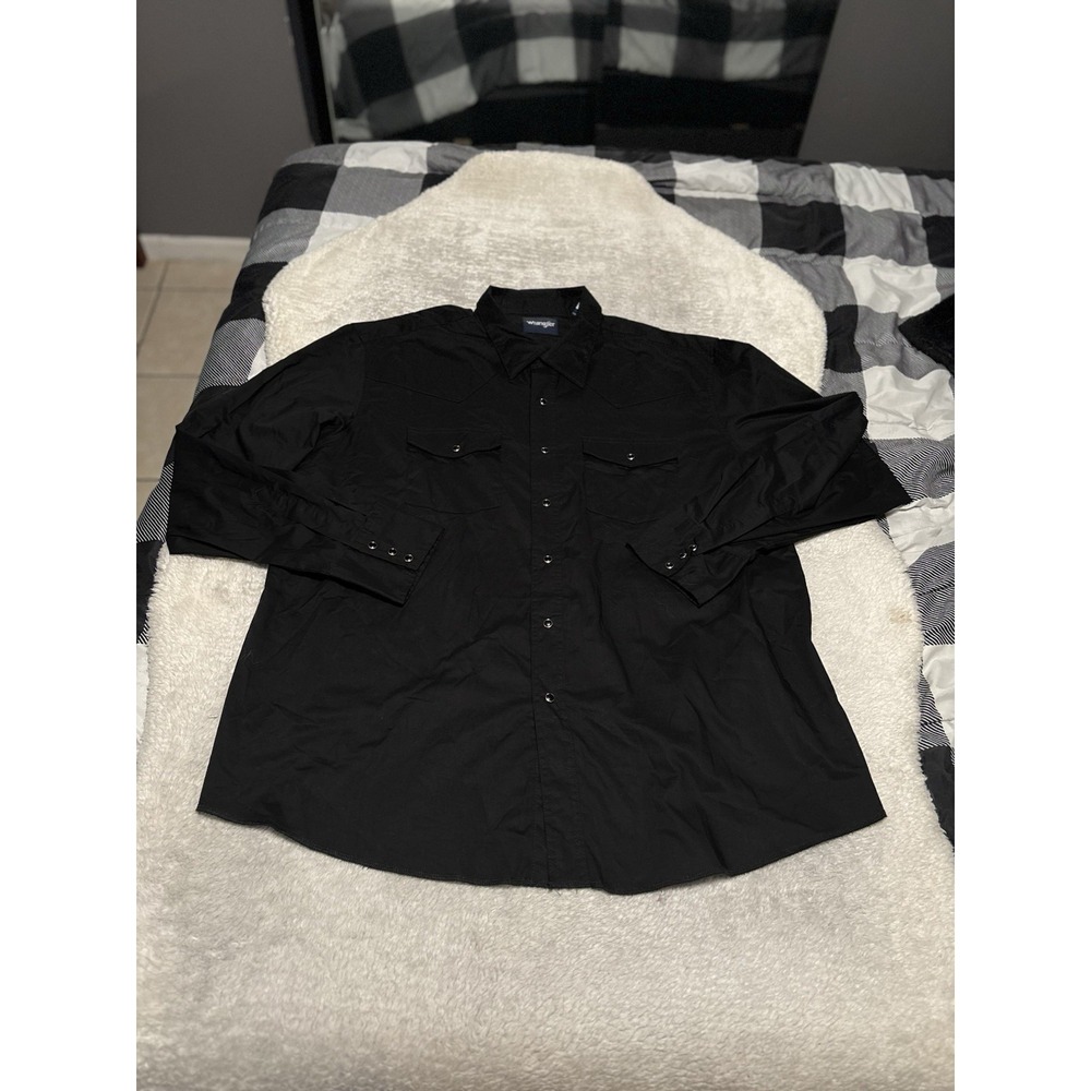 Wrangler Western Pearl Snap Men's Black Shirt Size XXL Top